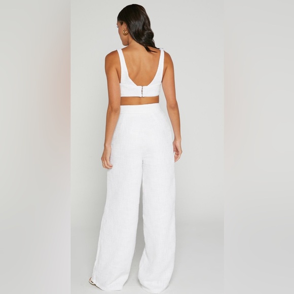 ADELAIDE TWO PIECE SET - CROP TOP AND WIDE LEG PANTS SET IN WHITE - Picture 2 of 3